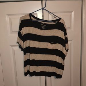 American Eagle Striped Black/Grey-White Pocket Tee